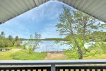 Lakefront view from the cabin balcony overlooking Lac Heney.