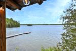 Lakeview Cabin panoramic view of Lac Heney from the porch.