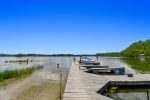 Guests enjoying the shared dock and boat slips.